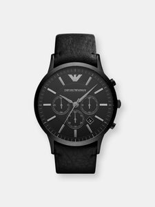 Emporio Armani Men's Renato AR2461 Black Leather Analog Quartz Fashion Watch