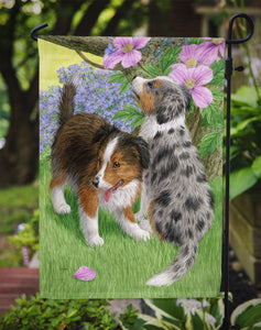 Sheltie Puppies Garden Flag 2-Sided 2-Ply