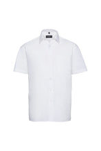 Load image into Gallery viewer, Russell Collection Mens Short Sleeve Pure Cotton Easy Care Poplin Shirt (White)