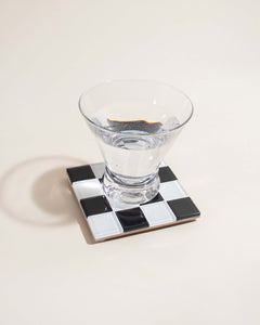 Glass Tile Coaster - Checkered