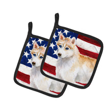 Load image into Gallery viewer, Siberian Husky Patriotic Pair of Pot Holders