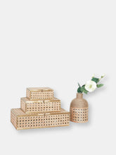 Load image into Gallery viewer, Jute Rope + Cane Wicker Vase