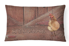 Load image into Gallery viewer, 12 in x 16 in  Outdoor Throw Pillow Welcome Chicken Canvas Fabric Decorative Pillow