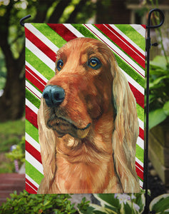 11 x 15 1/2 in. Polyester Irish Setter Candy Cane Holiday Christmas Garden Flag 2-Sided 2-Ply