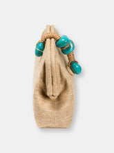 Load image into Gallery viewer, Petra Natural &amp; Turquoise Linen Bag