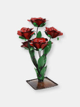 Load image into Gallery viewer, Indoor/Outdoor Metal Flower Garden Decor with Red Roses