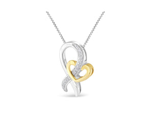 Two-Tone .925 Sterling Silver 1/6 cttw Round Cut Diamond Ties of Love Pendant Necklace