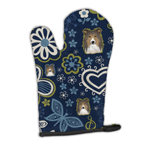 Load image into Gallery viewer, Blue Flowers Sheltie Oven Mitt