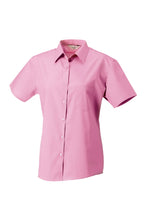 Load image into Gallery viewer, Russell Collection Womens/Ladies Short Sleeve Pure Cotton Easy Care Poplin Shirt (Bright Pink)