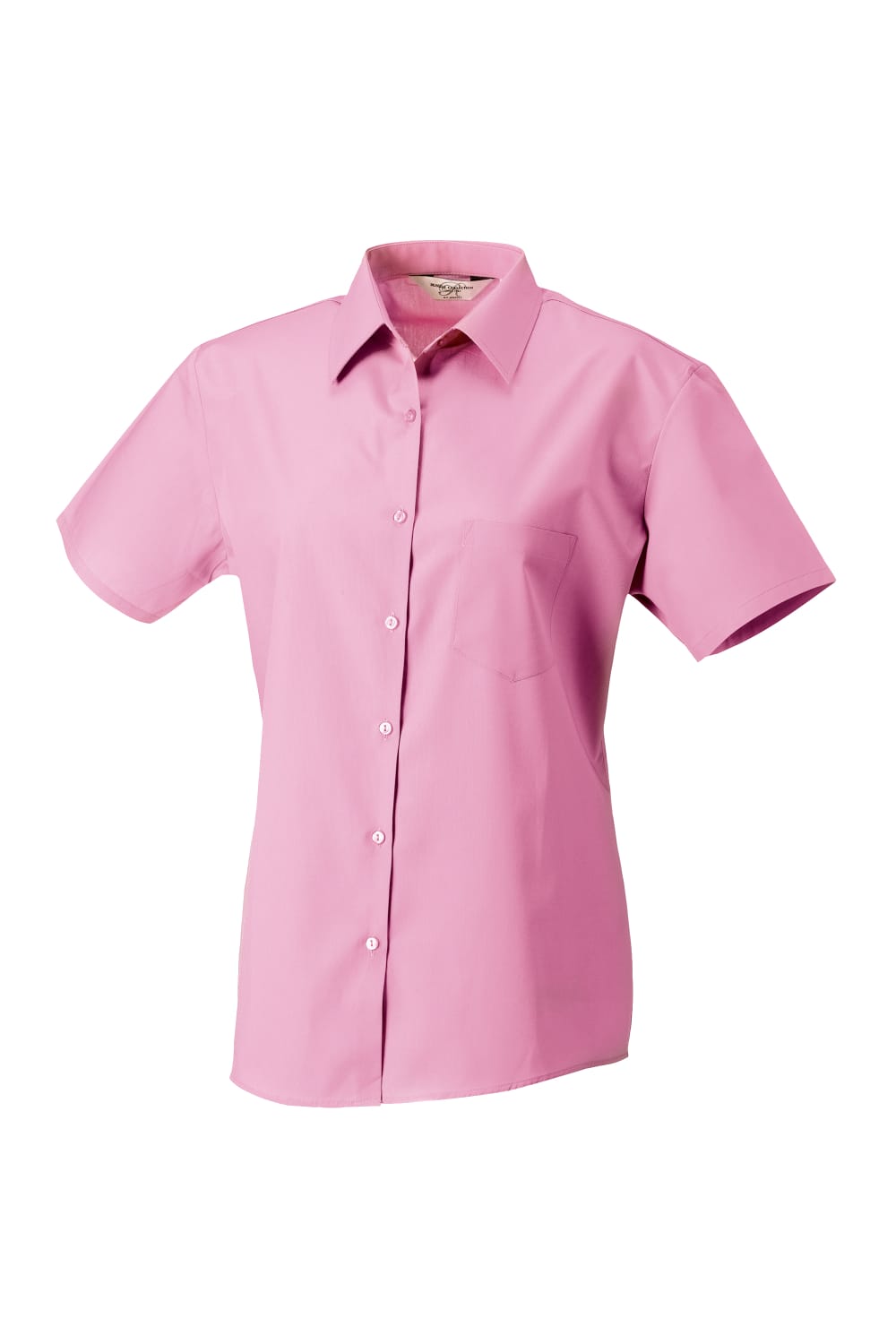 Russell Collection Womens/Ladies Short Sleeve Pure Cotton Easy Care Poplin Shirt (Bright Pink)
