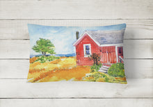 Load image into Gallery viewer, 12 in x 16 in  Outdoor Throw Pillow Old Red Cottage House at the lake or Beach Canvas Fabric Decorative Pillow