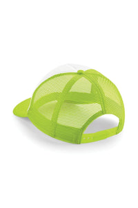 Beechfield Vintage Plain Snap-Back Trucker Cap (Pack of 2) (Lime Green/White)