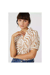 Womens/Ladies Ruched Shirt - Camel