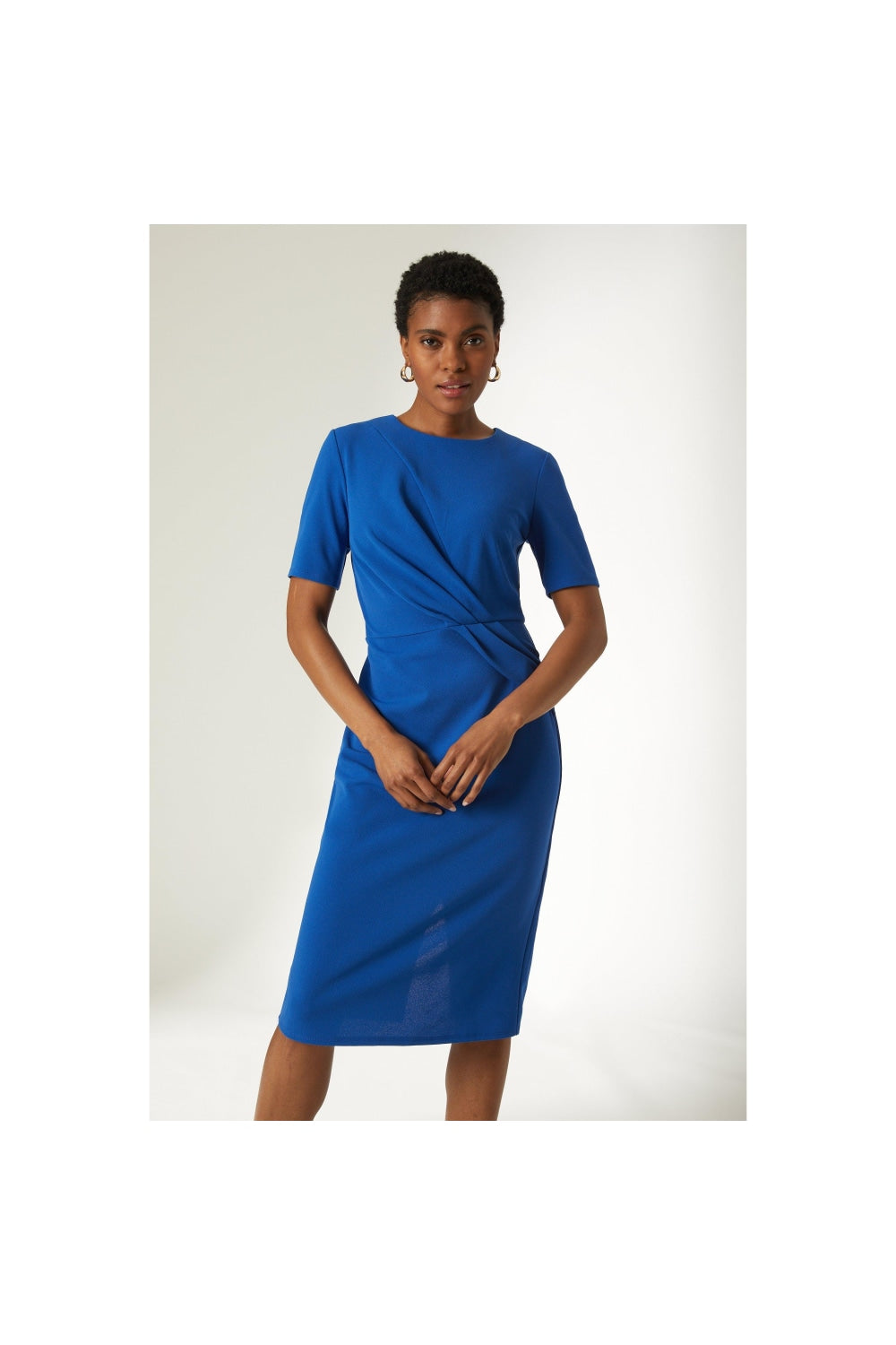 Womens/Ladies Twisted Scuba Midi Dress - Blue