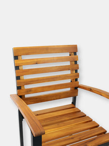 Julian Set of 2 Acacia Wood and Steel Outdoor Patio Armchairs