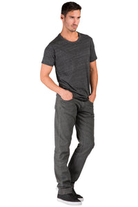 Men's Slim Straight Premium Jeans Light Black Stretch Twill Stone Wash