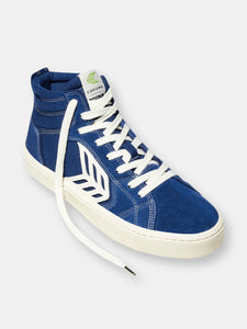 CATIBA PRO High Skate Mystery Blue Suede and Canvas Contrast Thread Ivory Logo Sneaker Women