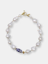 Load image into Gallery viewer, Baroque Pearls with Rhinestones Bordered Lapis Lazuli Short Necklace