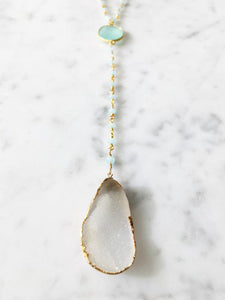Diana Montecito Necklace in Chalcedony with Druzy Drop