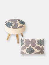 Load image into Gallery viewer, Handwoven Indigo Patterned Stool