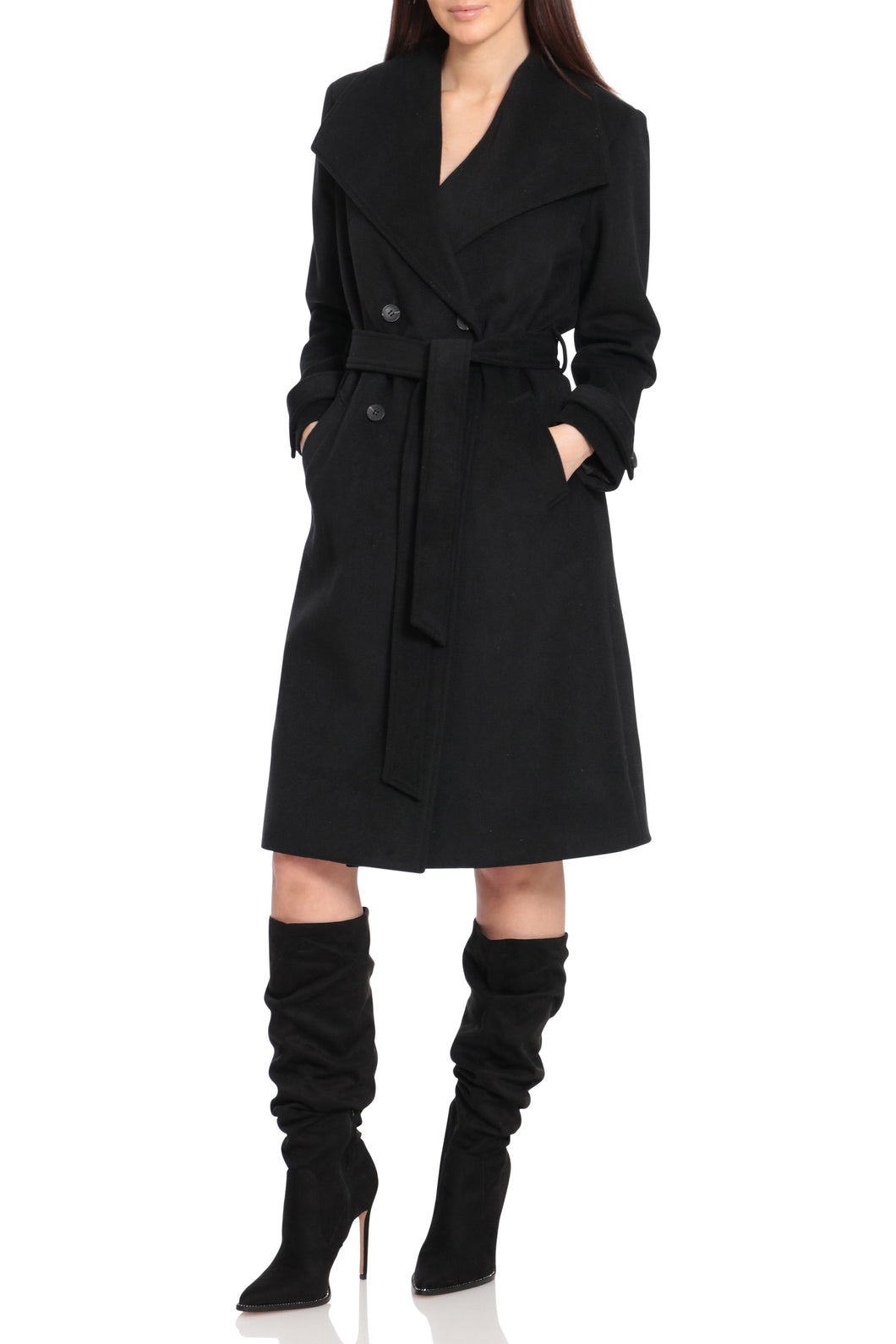 Belted Envelope Collar Coat