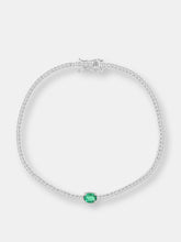 Load image into Gallery viewer, Statement Emerald on Mini Tennis Bracelet