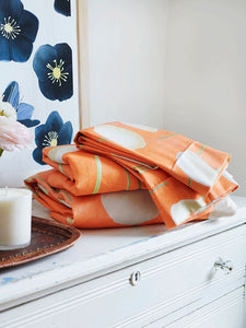 Sheet Set: Cream Flowers on Orange