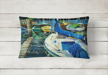 Load image into Gallery viewer, 12 in x 16 in  Outdoor Throw Pillow Night on the Docks Sailboat Canvas Fabric Decorative Pillow