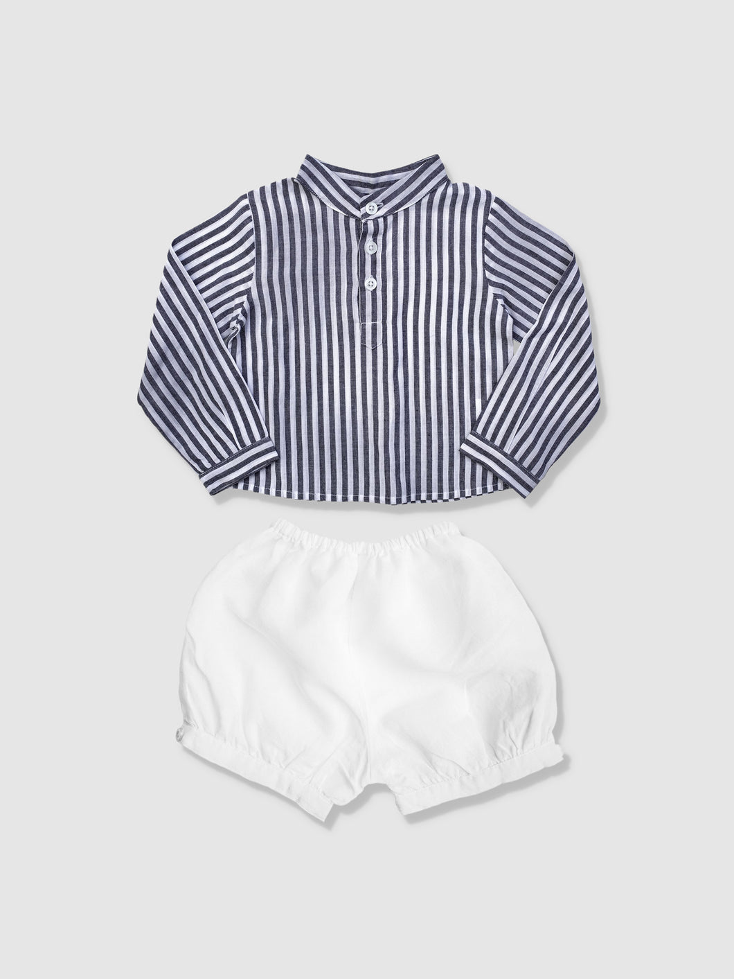 Boys Harbor Island Shirt and White Linen Short Gift Set