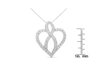 Load image into Gallery viewer, 14KT White Gold 1 cttw Diamond Heart Ribbon Pendant Necklace