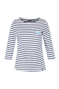Womens/Ladies Polina Patterned Long-Sleeved T-Shirt - White/Navy