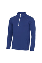 Load image into Gallery viewer, AWDis Just Cool Mens Half Zip Sweatshirt (Royal Blue/ Arctic White)