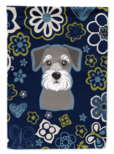 Load image into Gallery viewer, Blue Flowers Schnauzer Garden Flag 2-Sided 2-Ply