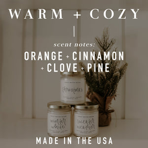 Warm And Cozy Soy Candle - Amber Jar - 9 Oz
