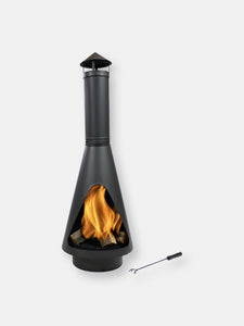 56" Chiminea Wood-Burning Fire Pit with Open Access Design and Poker