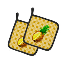 Load image into Gallery viewer, Whole Pineapple Cut on Basketweave Pair of Pot Holders