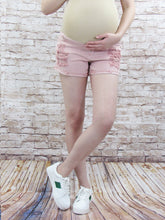 Load image into Gallery viewer, Destructed Pink Maternity Denim Short with Belly Band-E52-1662A1A