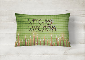 12 in x 16 in  Outdoor Throw Pillow Witches and Warlocks Halloween Canvas Fabric Decorative Pillow
