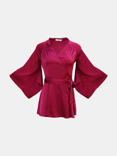 Load image into Gallery viewer, Juno Kimono Top / Scarlet Red Silk