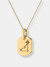 Load image into Gallery viewer, Capricorn Goat Garnet &amp; Diamond Constellation Tag Pendant Necklace in 14K Yellow Gold Vermeil on Sterling Silver