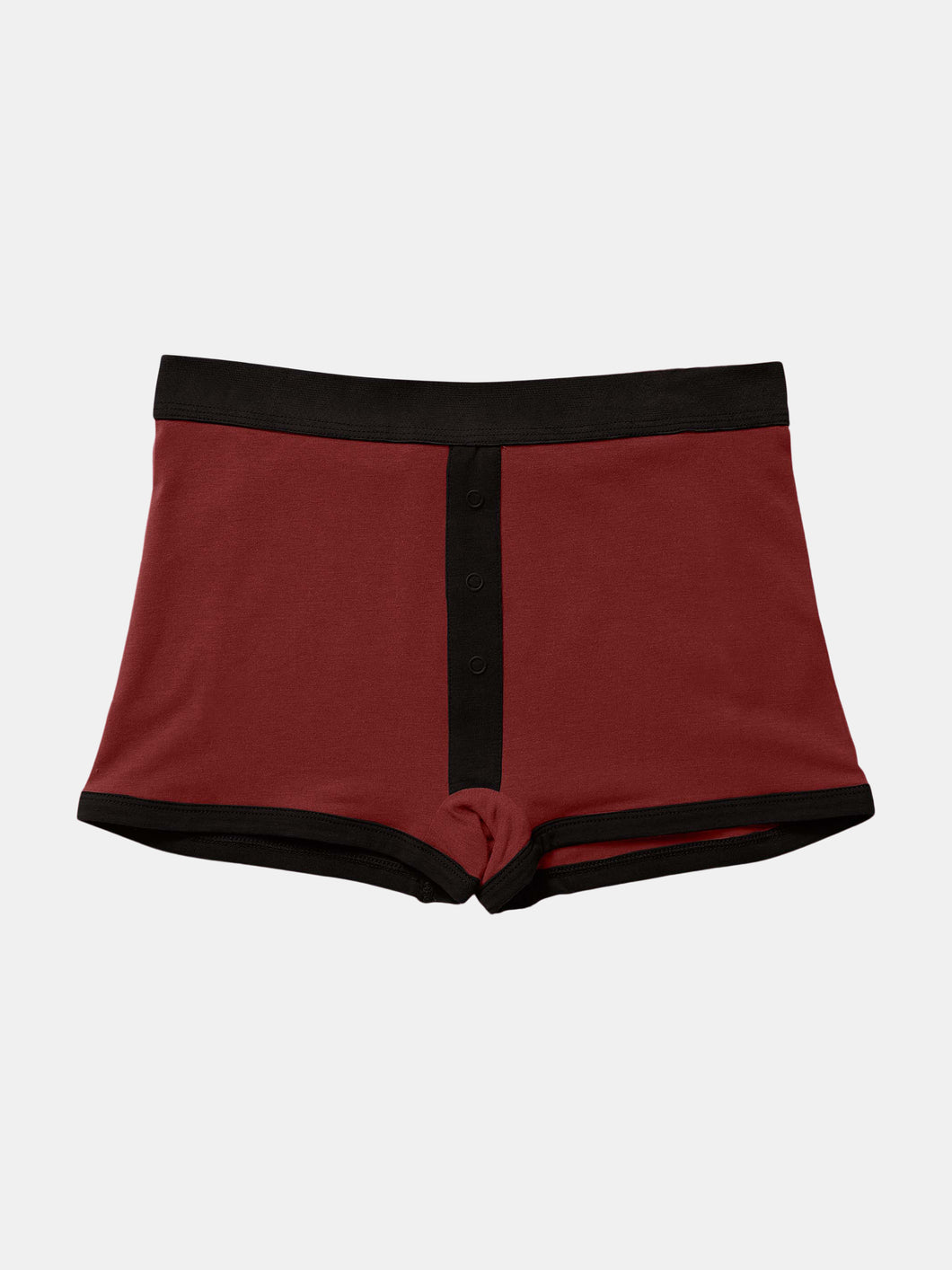 Women's Cotton Modal Boxer Brief - Black/Red Mahogany