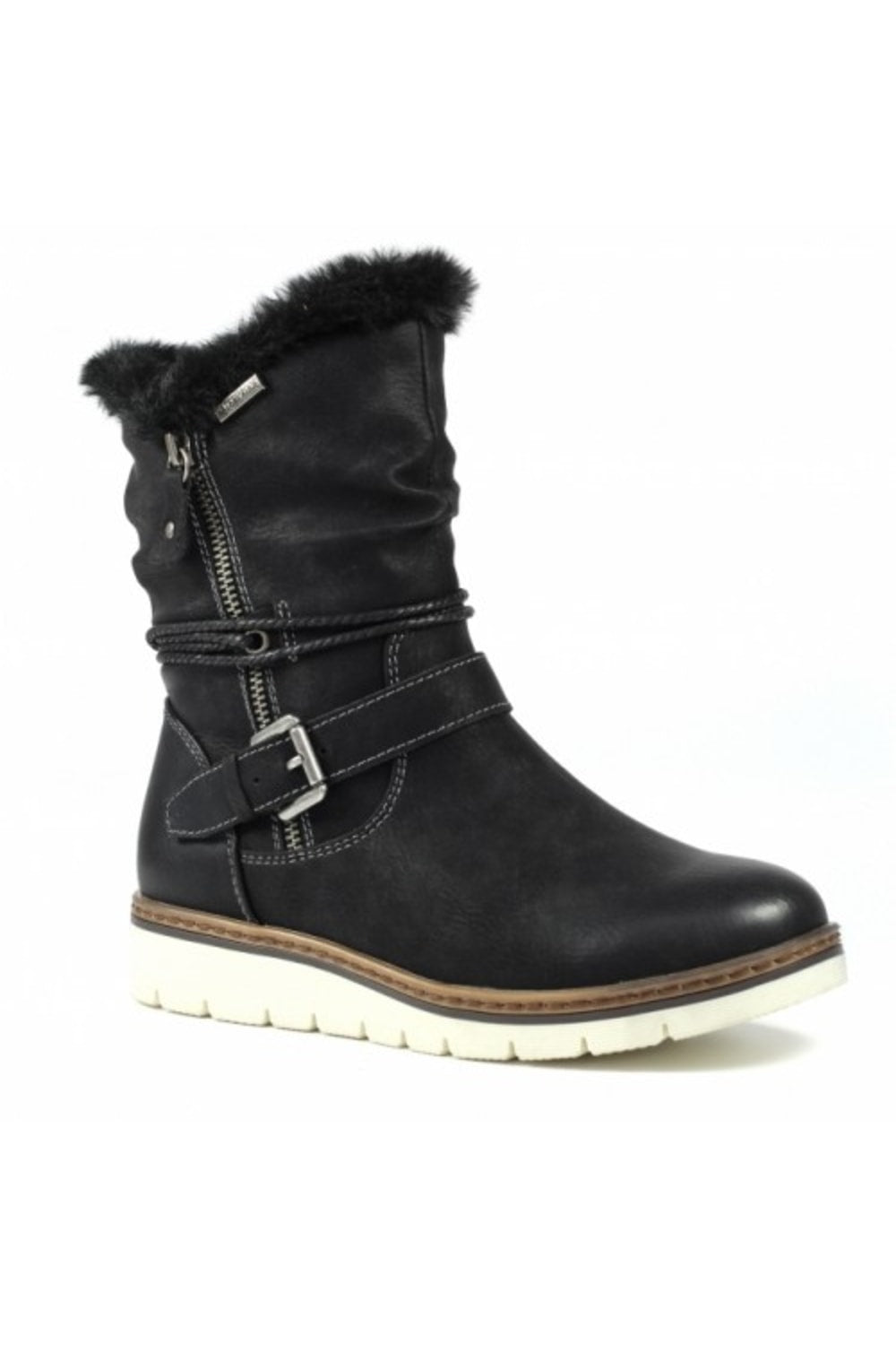 Womens/Ladies Sierra Faux Leather Winter Boots - Black
