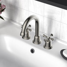 Load image into Gallery viewer, Widespread Bathroom Faucet with Drain Kit Included in Brushed Nickel