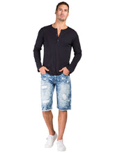 Load image into Gallery viewer, Men&#39;slim Premium Denim Cut Off Shorts Bleach Splatter Distressed Raw Edge