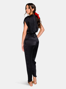 Syrah Jumpsuit in Black Silk