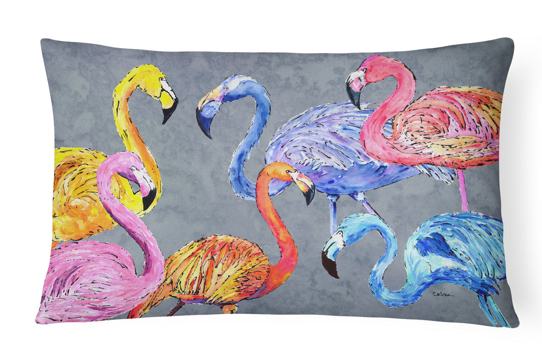 12 in x 16 in  Outdoor Throw Pillow Flamingo Six Senses Canvas Fabric Decorative Pillow