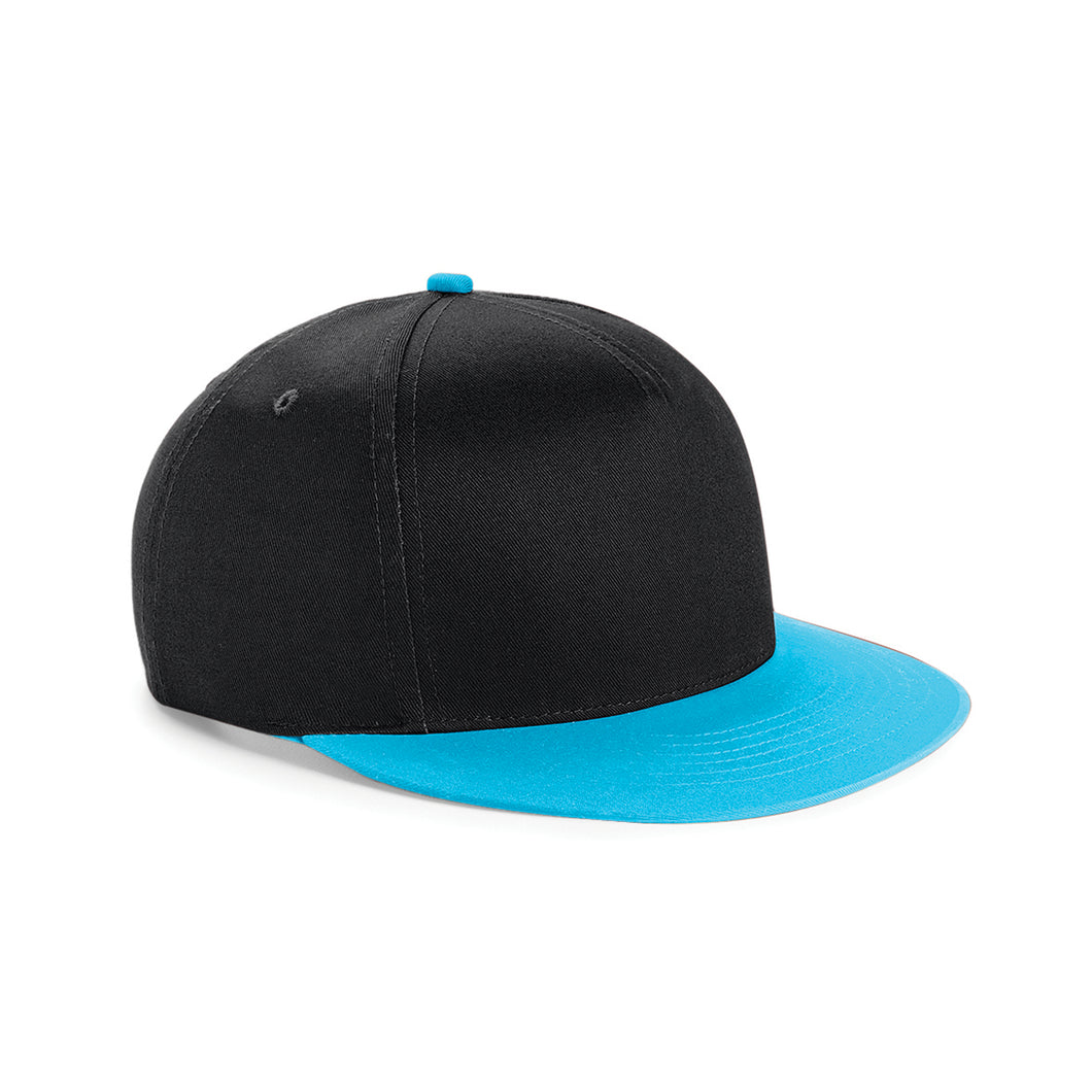 Youth Unisex Retro Snapback Cap - Black/ Surf Blue