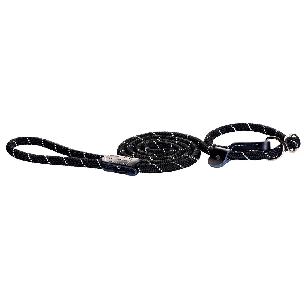 Rogz Rope Long Moxon Slip Dog Lead (Black) (71in x 0.5in)