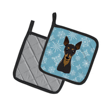 Load image into Gallery viewer, Snowflake Min Pin Pair of Pot Holders