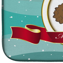 Load image into Gallery viewer, 14 in x 21 in Chocolate Brown Poodle Merry Christmas Dish Drying Mat